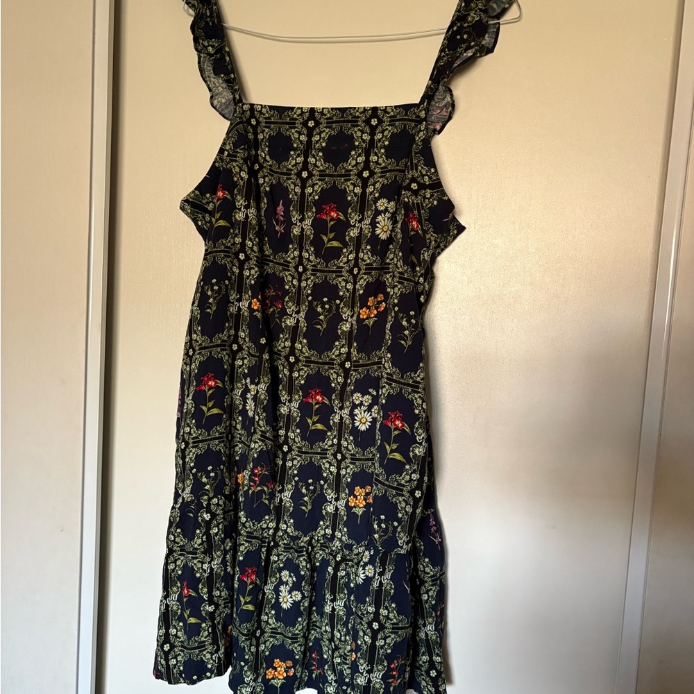 Floral Patterned Dress with Lace Straps
